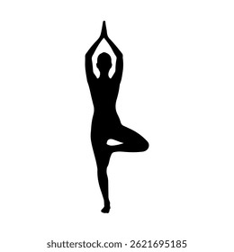 Yoga Pose Silhouette Symbol, Vektorgrafik, flaches Design auf weißem Hintergrund.