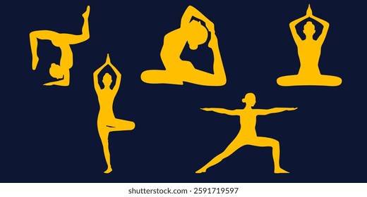 Yoga pose silhouette for mindfulness and wellness illustration