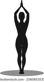 Yoga Pose Silhouette - Tadasana or Mountain Pose Vector Illustration