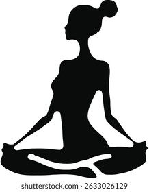 Yoga Pose Silhouette Vector – Calm and Peaceful Meditation Illustration