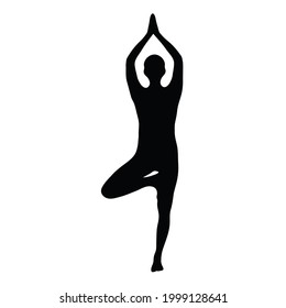 Yoga pose silhouette vector illustration isolated on white background. Meditation yoga icon. Yoga pose.