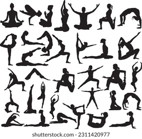 Yoga pose silhouette vector illustration