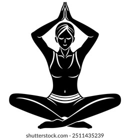 Vector de silueta de pose de yoga para diseños de atención plena, bienestar y fitness.