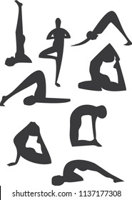 Yoga pose silhouettes