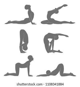 Yoga pose silhouettes. Vector illustration
