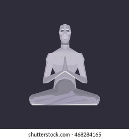 Yoga pose skill vector illustration.Man of the future.Grey icon.