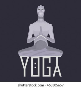 Yoga pose skill vector illustration with an inscription.Man of the future.