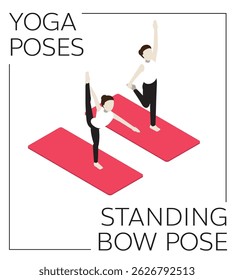 Yoga Pose Standing Bow Pose Isometric Vector Set