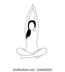 Yoga pose. Stretching routine. Healthy lifestyle. Outlined woman portrait