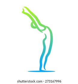 Yoga pose symbol. white background