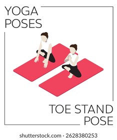 Yoga Pose Toe Stand Isometric Vector Set