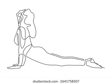 Yoga Pose - Upward-Facing Dog - Line Art Illustration. line icon-continuous line drawing. Editable stroke. 

