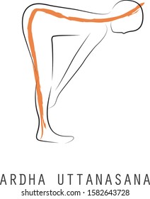 YOGA POSE VECTOR ILLUSTATION DESIGN SUN SALUTATION ARDHA UTTANASANA ASANAS