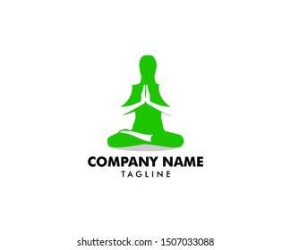 Yoga pose vector logo design template