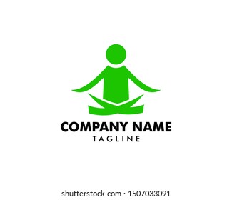 Yoga pose vector logo design template