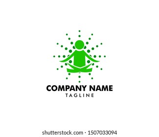 Yoga pose vector logo design template