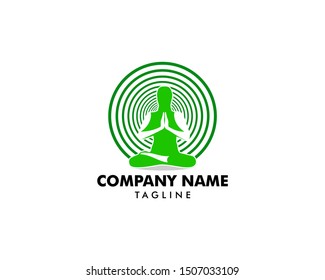 Yoga pose vector logo design template