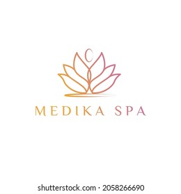 Plantilla de diseño del logotipo vectorial de pose de yoga. Belleza, Spa, Relax, Masaje, Meditación, Icono conceptual.