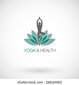 Yoga pose vector logo design template. Beauty, Spa, Relax, Massage, Meditation,concept icon.