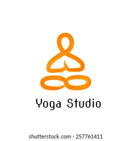Yoga pose  watercolor vector logo template. 