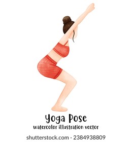 Yoga Pose, Watercolor Yoga, Woman, Lady, yoga