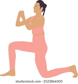 Yoga Pose Woman Character. Flat Vector Illustration Isolated on White Background.