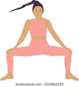 Yoga Pose Woman Character. Flat Vector Illustration Isolated on White Background.