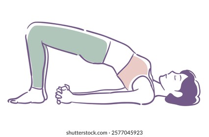 Yoga pose. Woman doing physical exercises. Vector illustration.