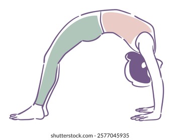 Yoga pose. Woman doing physical exercises. Vector illustration.