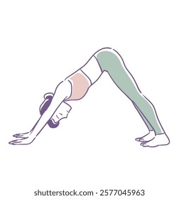 Yoga pose. Woman doing physical exercises. Vector illustration.