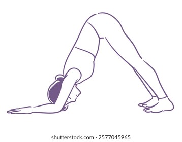 Yoga pose. Woman doing physical exercises. Vector illustration.