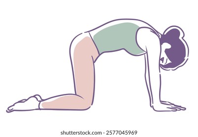 Yoga pose. Woman doing physical exercises. Vector illustration.
