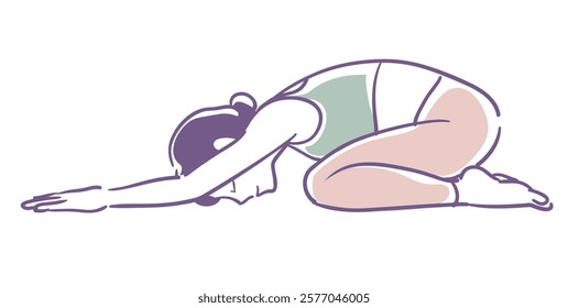 Yoga pose. Woman doing physical exercises. Vector illustration.