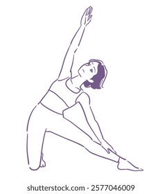 Yoga pose. Woman doing physical exercises. Vector illustration.