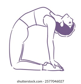 Yoga pose. Woman doing physical exercises. Vector illustration.