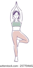 Yoga pose. Woman doing physical exercises. Vector illustration.
