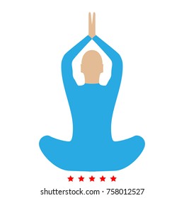 Yoga pose of woman set icon . Flat style .