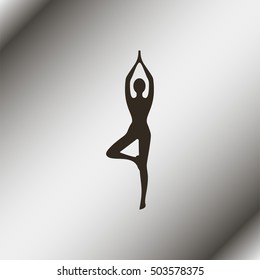 Yoga pose woman's silhouette.