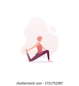 yoga pose. young man. fitness vector flat illustration. isolated on white background