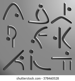 Yoga poses, abstract people, vector icons