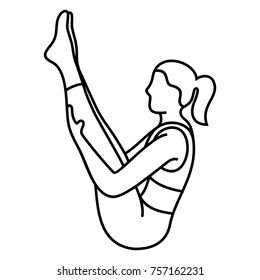 Yoga poses (asana, poses, postures) Vector Flat Outlines