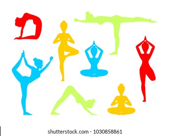 Yoga poses. Asanas. Vector illustration.