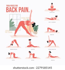 Yoga poses For Back pain. Young woman practicing Yoga pose. Woman workout fitness, aerobic and exercises