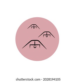 yoga poses black silhouettes on pink background. Highlights yoga icons for design social media stories about sports, relaxation and meditation
