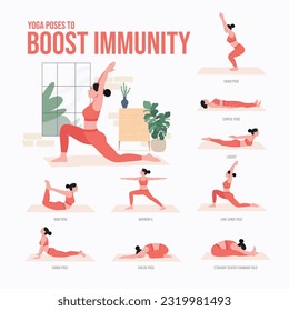Yoga poses To boost immunity. Young woman practicing Yoga pose. Woman workout fitness, aerobic and exercises.