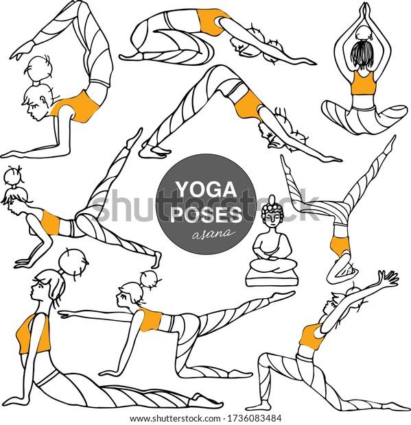 Yoga Poses Buddha Asana Design Stock Vector (Royalty Free) 1736083484 ...