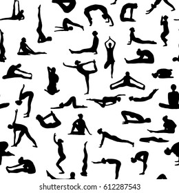 Yoga Poses Collection. Colorfull pattern