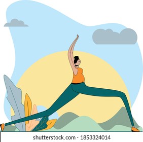 Yoga stellt ein Farbmuster für Website oder Design dar. Vektorgrafik