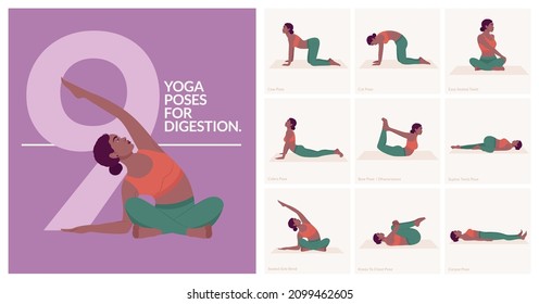 Yoga poses For Digestion . Young woman practicing Yoga poses. Woman workout fitness and exercises.