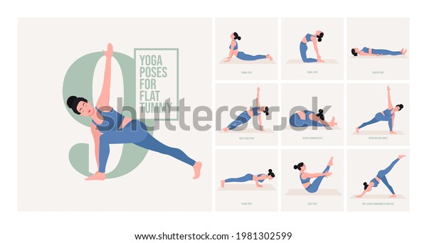 Yoga Poses Flat Tummy Young Woman Stock Vector (royalty Free 